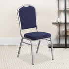 Flash Furniture HERCULES Series Crown Back Stacking Banquet Chairs in Navy Fabric with Silver Frame - 4 Pack-2.5" Thick Seat Cushion