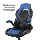 Emerge Vortex Bonded Leather Gaming Chair - Black/Blue-Built-in headrest provides added comfort