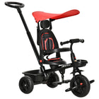 Qaba - Tricycle pour tout-petit 4 en 1 - rouge-Conception 4 en 1 avec poignée poussoir parentale, canopy et barre de protection amovibles 