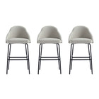 Manhattan Comfort - Gracie tabouret de bar moderne de 22" en similicuir rembourré - pierre et noir - lot de 3-Tabouret de bar moderne avec dossier parfait pour une utilisation au bar et dans la cuisine. Ensemble de 3