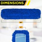 Gritt Commercial Microfiber Looped Dust Mop Pad Head - 36" x 5" - Blue-Cleans many surfaces: the microfiber dust mop head covers a large area and is designed to leave all flooring clean and steak-free