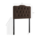 Modway Annabel Stain-Resistant Performance Velvet Twin Headboard - Chocolate Brown-Diamond Button Tufting