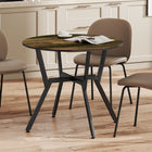 HOMCOM - Table à manger ronde avec cadre en acier pour cuisine - brun rustique-À utiliser partout : comme table à manger, table basse, table de cuisine ou de travail 