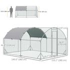 PawHut - Grande cage à poules en métal galvanisé 9,2 pi x 12,5 pi x 6,5 po-La grande hauteur permet aux propriétaires d'entrer et de sortir facilement des zones d'alimentation 