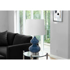Monarch Specialties 24" H Contemporary Table Lamp - Blue Glass / Ivory / Cream Shade-The convenient rotary 3-way switch holds a tri-bulb up to 100W (not included) to customize the lighting and ambiance in a living room, bedroom, or office