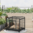 PawHut 37" Folding Heavy Duty Dog Crate - Grey-Each bar is securely welded to the frame for stability and security<br> 
