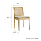Modway Ovard Wood and Rattan Dining Chair - Natural-Woven Rattan Backrest