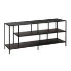 Hudson&Canal Winthrop TV Stand with Metal Shelves for TV's up to 60" - Blackened Bronze-Features 2 shelves for ample storage