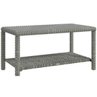 Outsunny - Table basse d’extérieur en osier 35 po avec plateau en verre-Le design en rotin améliore l'esthétique de la décoration intérieure et extérieure