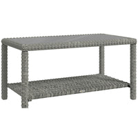 Outsunny - Table basse d’extérieur en osier 35 po avec plateau en verre-Le design en rotin améliore l'esthétique de la décoration intérieure et extérieure