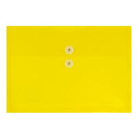 JAM Paper Plastic Envelopes with Button and String Tie Closure, Letter Booklet, 9.75 x 13, Yellow Poly, 12 Pack (218B1YE)-Yellow
