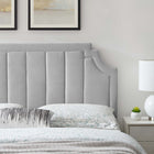 Modway Alyona Channel Tufted Performance Velvet Full/Queen Headboard - Light Grey-Dense Foam Padding