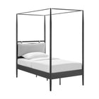 Modway Marlowe 4-Poster Canopy Metal Twin Platform Bed - Charcoal-Assembly Required