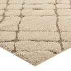 Modway Jubilant Verona Abstract Geometric Shag Area Rug - 5 ft W x 8 ft L - Creame/Beige-Stain Resistant / Easy To Clean