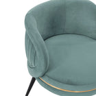 Manhattan Comfort - Lot de 2 chaises de salle à manger modernes Kaya 58 cm, revêtement en velours vert menthe-Dossier bas arrondi élégant avec design en tissu plissé et assise à anneau doré