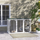 PawHut 71" L Catio Outdoor Cat Enclosure - White-Stable wooden frame structure for a protected space 