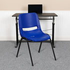 Flash Furniture HERCULES Series Ergonomic Shell Stack Chair with Black Frame - Blue-Black Powder Coated Frame Finish with Plastic Floor Glides