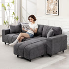 HOMCOM - Canapé sectionnel 3 places en forme de L avec assise intégrée - gris charbon-Les ressorts ensachés et la mousse haute résilience offrent un confort d’assise soutenu et moelleux comme un nuage 