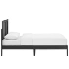Modway Sirocco Rattan and Wood Twin Platform Bed - Black-Height-Adjustable Headboard