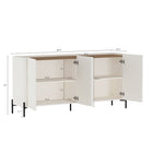 Manhattan Comfort Abbey Modern Bookcase and Sideboard - Maple and Off White - Set of 2-Sleek, Handle-Free Doors for a Clean, Uncluttered Look