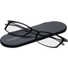 ThinOptics Reader with Universal Black Pod - 2.0 - Purple-18 months of materials & computational engineering reduced nonessential mass and volume to deliver the patented FrontPage: the lightest possible reading glasses with a range of 1.5-2.5x diopters.