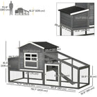PawHut - poulailler en bois 79 po, maison pour poules d’extérieur grise-La rampe antidérapante permet d'accéder facilement à la maison 