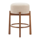 Zuo Nade Counter Stool - Beige/Walnut - Set of 2-Dimensions: 16.1" L x 16.1" W x 26.4" H