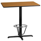 Flash Furniture Dessus de table rectangulaire de 24 x 42 po en stratifié avec 23,5 x 29,5 po à hauteur de bar et anneau de pied-Table d'hospitalité à hauteur de bar