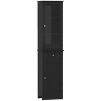 Kleankin Slim Bathroom Storage Cabinet with Adjustable Shelves and Drawer - Black-2 cabinets and a drawer provide ample storage space