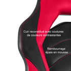 Emerge - Fauteuil de jeu en cuir reconstitué Vortex de la gamme - noir et rouge-Dimensions du siège : 22 larg. x 18,6 prof. x 17,9 à 21,6 haut. (po)