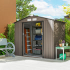 Outsunny 7' x 4' x 6' Garden Storage Shed with Steel Foundation Kit & Double Doors - Brown-Built with the finest galvanized steel
