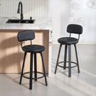 HOMCOM Counter Height Swivel Bar Stools - Black - 2 Pack-360° swivel bar chair with integrated footrest for easy conversation
