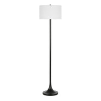 Hudson&Canal - Lampadaire Josephine de 157 cm de haut avec abat-jour en tissu - Bronze noirci/blanc-Design moderne et contemporain pour votre salon, bureau, chambre ou coin lecture