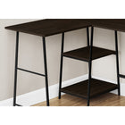 Monarch Specialties 7590 48" Computer Desk - Espresso Top/Black Metal Corner-Great for smaller workspaces in need of storage options, this 3-tier writing desk has a space-saving, open-concept design and is finished on all sides for flexible placement anywhere in your home office