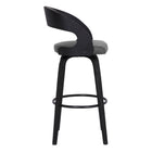 Armen Living - Shelly Tabouret de Bar Pivotant de 66 cm de Hauteur de Comptoir en Similicuir Gris et Bois Noir-4