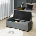 HOMCOM Modern Upholstered Flip Top Storage Ottoman Bench - Light Grey-Suitable for the entryway, window side and the living room