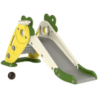 Qaba - Toboggan pliable 3 en 1 pour tout-petits avec panier de basket, thème carotte - jaune-La combinaison toboggan, escaladeur et panier de basket encourage de multiples activités de jeu 