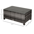 Outsunny - Table basse en rotin avec plateau en verre trempé pour jardin et terrasse extérieur, gris mélangé-Rotin PE imperméable et résistant aux UV  
