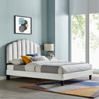 Modway Daisy Performance Velvet Full Platform Bed - Light Grey-Channel Tufted Headboard