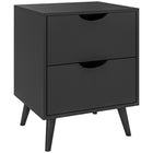 HOMCOM - Table de nuit moderne avec 2 tiroirs et pieds en bois - noir-Le style moderne met en valeur la décoration de votre intérieur 