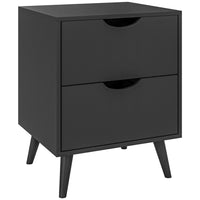 HOMCOM - Table de nuit moderne avec 2 tiroirs et pieds en bois - noir-Le style moderne met en valeur la décoration de votre intérieur 