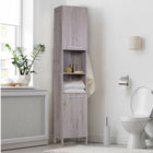 Kleankin Tall Freestanding Bathroom Storage Cabinet with Wood Grain - Wood Grain-Smooth surface is easy to clean and maintain   
