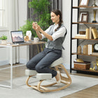HOMCOM - Chaise à genoux ergonomique en bois avec coussins épais pour améliorer la posture - blanc crème-Favorisez la circulation sanguine, réduisez la pression sur la colonne vertébrale, le cou et le dos 