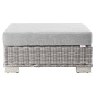Modway Conway Outdoor Patio Wicker Rattan Ottoman - Light Grey-Non-Marking Foot Glides