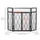 HOMCOM 3-Panel Folding Fireplace Screen with Door Fire Spark Guard - Black-Reinforced metal frame with electrophoresis and powder-coating processing for durable use 