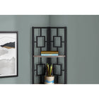 Monarch Specialties - 3611 62 po H Etagere - Taupe Fonce/Metal Noir En Coin-Dimensions du produit: 62 pouces H x 17.5 pouces L x 12 pouces P
