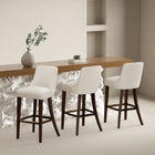Manhattan Comfort Beever 18.9" Modern Chenille Upholstered Barstool - Cream - 3 Pack-Upholstered in Luxurious Chenille with Foam Padding