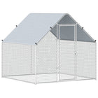 PawHut Metal Walk-in Chicken Coop Enclosure with Cover - 6.6' x 6.6' x 6.6'-Suitable for raising chickens, rabbits, ducks, and other animals 
