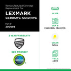 CIG Lexmark C540H2YG/C540H1YG Remanufactured Toner Cartridge - High Yield - Yellow-2000 page yield