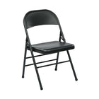 Work Smart Folding Chair with Metal Seat and Back - Black - Set of 4-Folding For Easy Storage
